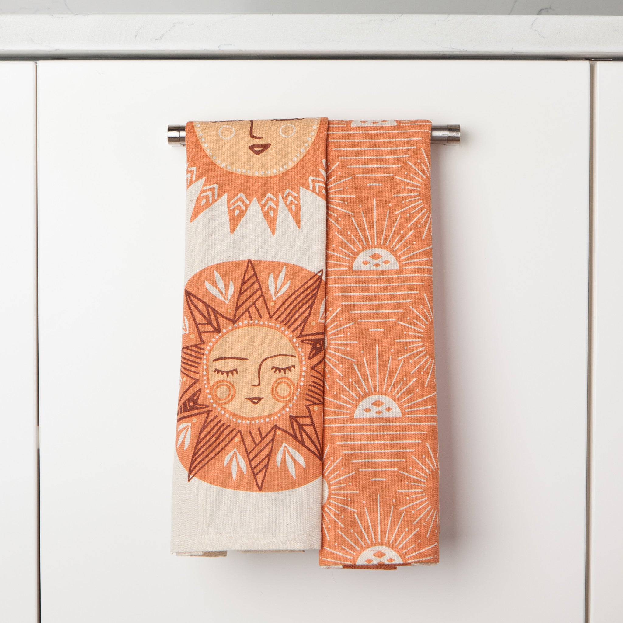 Lot de 2 torchons à vaisselle imprimés Soleil
