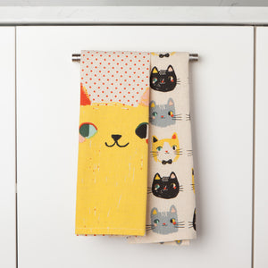 Lot de 2 torchons à vaisselle imprimés Meow Meow