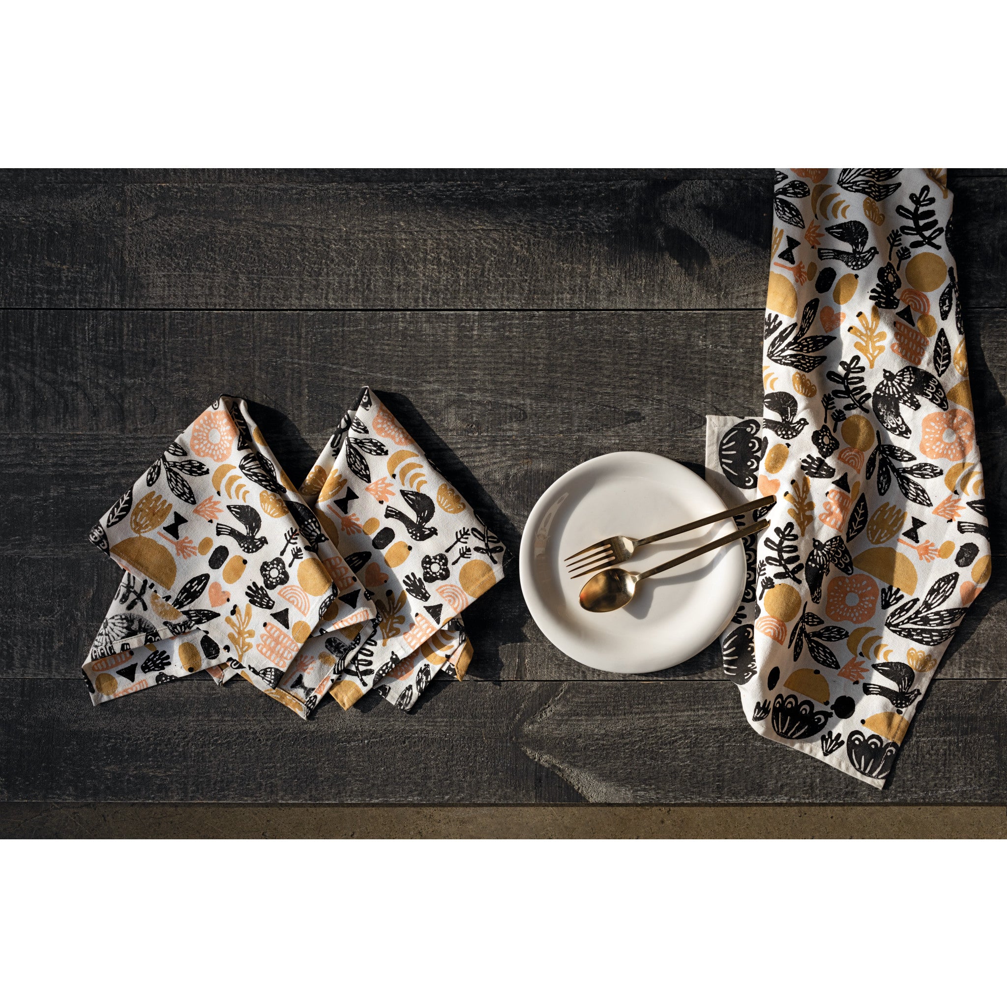 Lot de 4 serviettes imprimées Myth Block
