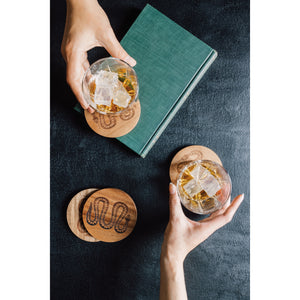 Lot de 4 sous-verres gravés Olympus
