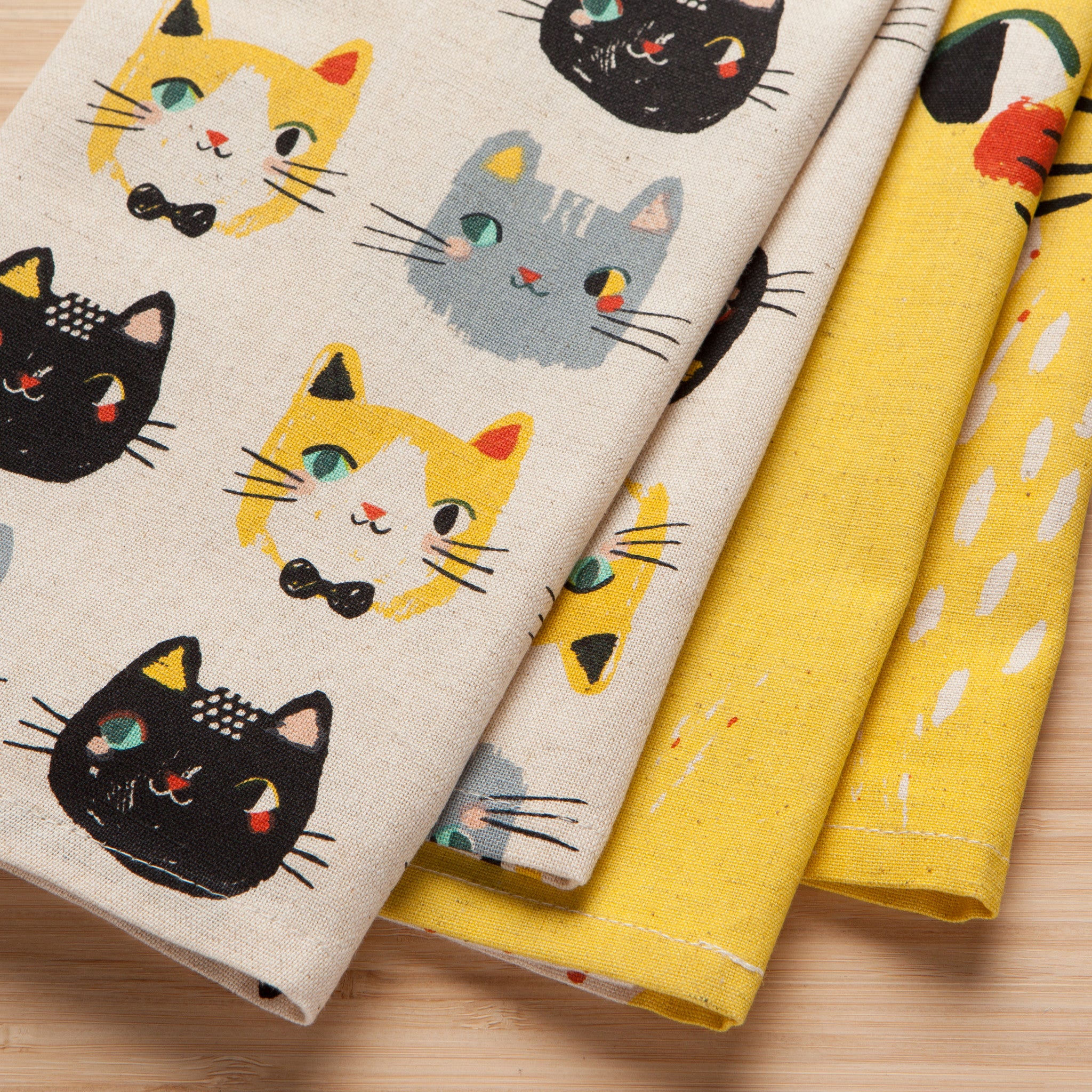 Lot de 2 torchons à vaisselle imprimés Meow Meow