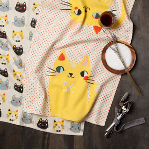 Lot de 2 torchons à vaisselle imprimés Meow Meow