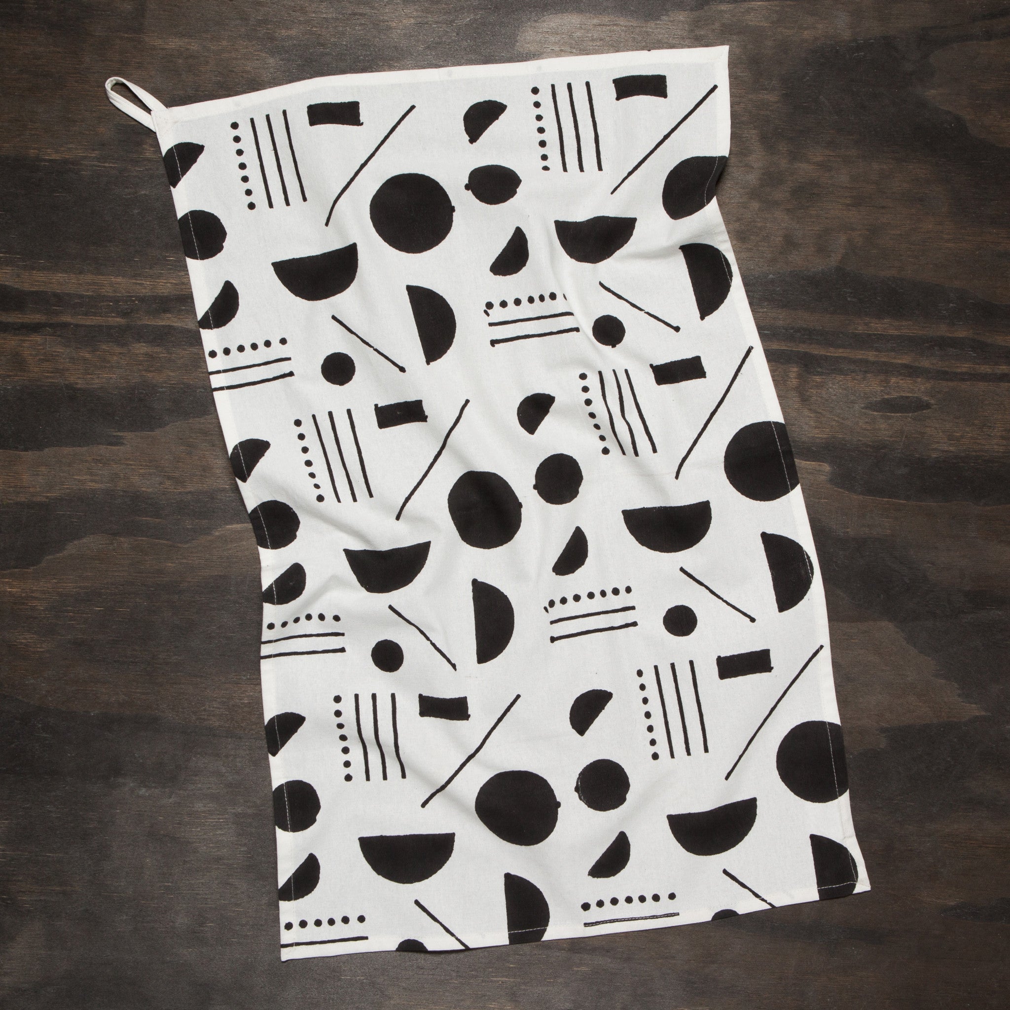 Black White Print Tea Towel Set - Plaid, Polka Dot, Floral, Bunny